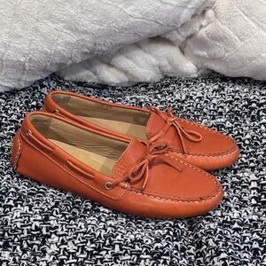 Niccolo Vicari Made in Italy of Vibrant Orange Italian Leather Driving Moccasins